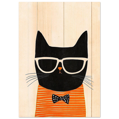 Grafiskt djurmotiv av cool katt i hipsterstil för modern inredning