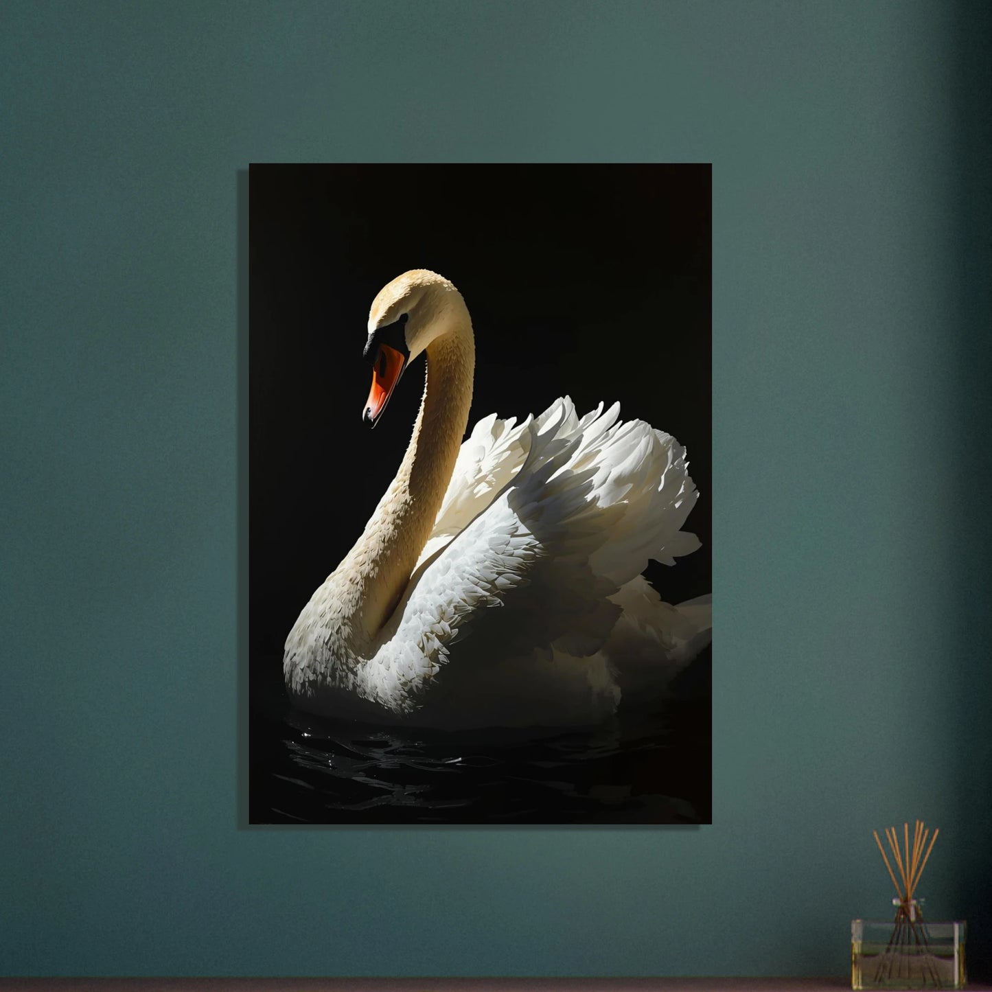 Majestätisk svan i impasto oljemåleri, elegant och fridfull.