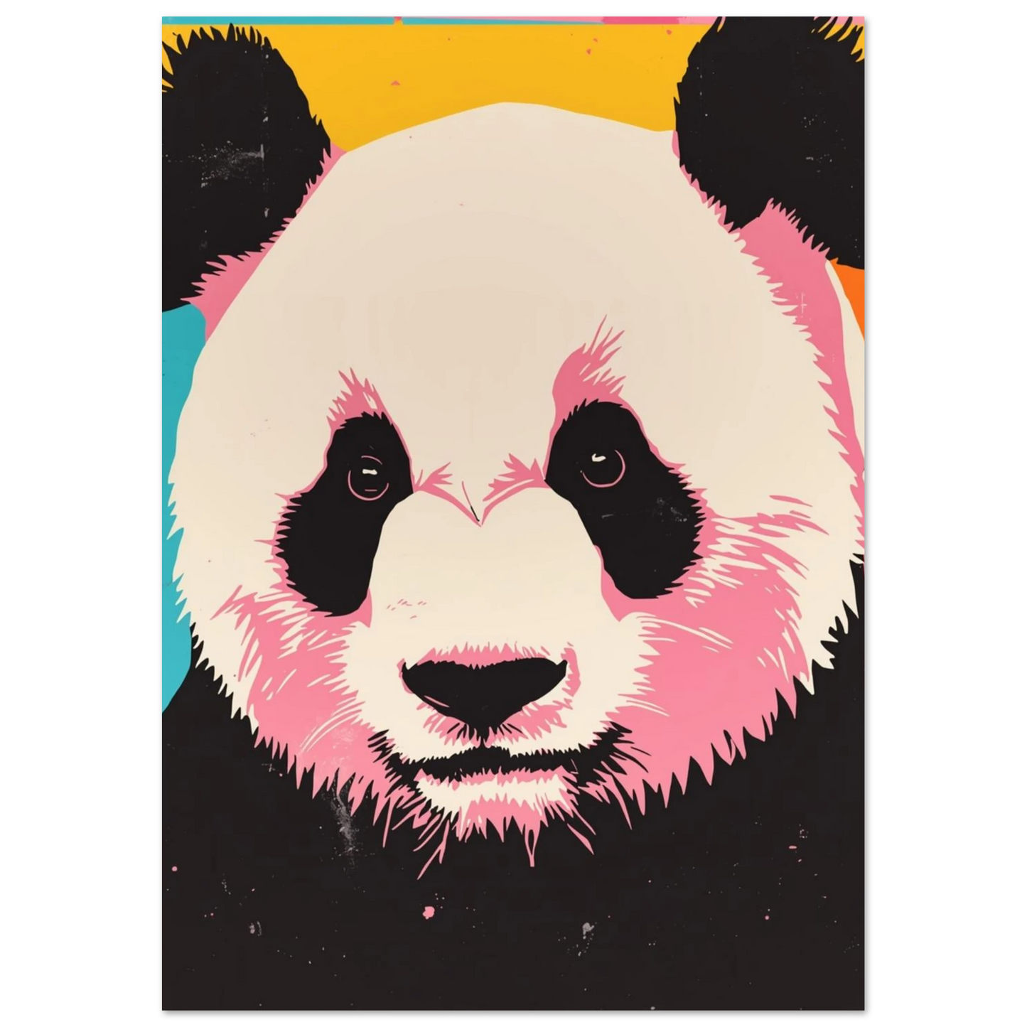 Färgstark djurposter föreställande en panda i modern grafisk illustration