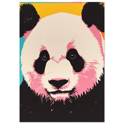 Färgstark djurposter föreställande en panda i modern grafisk illustration
