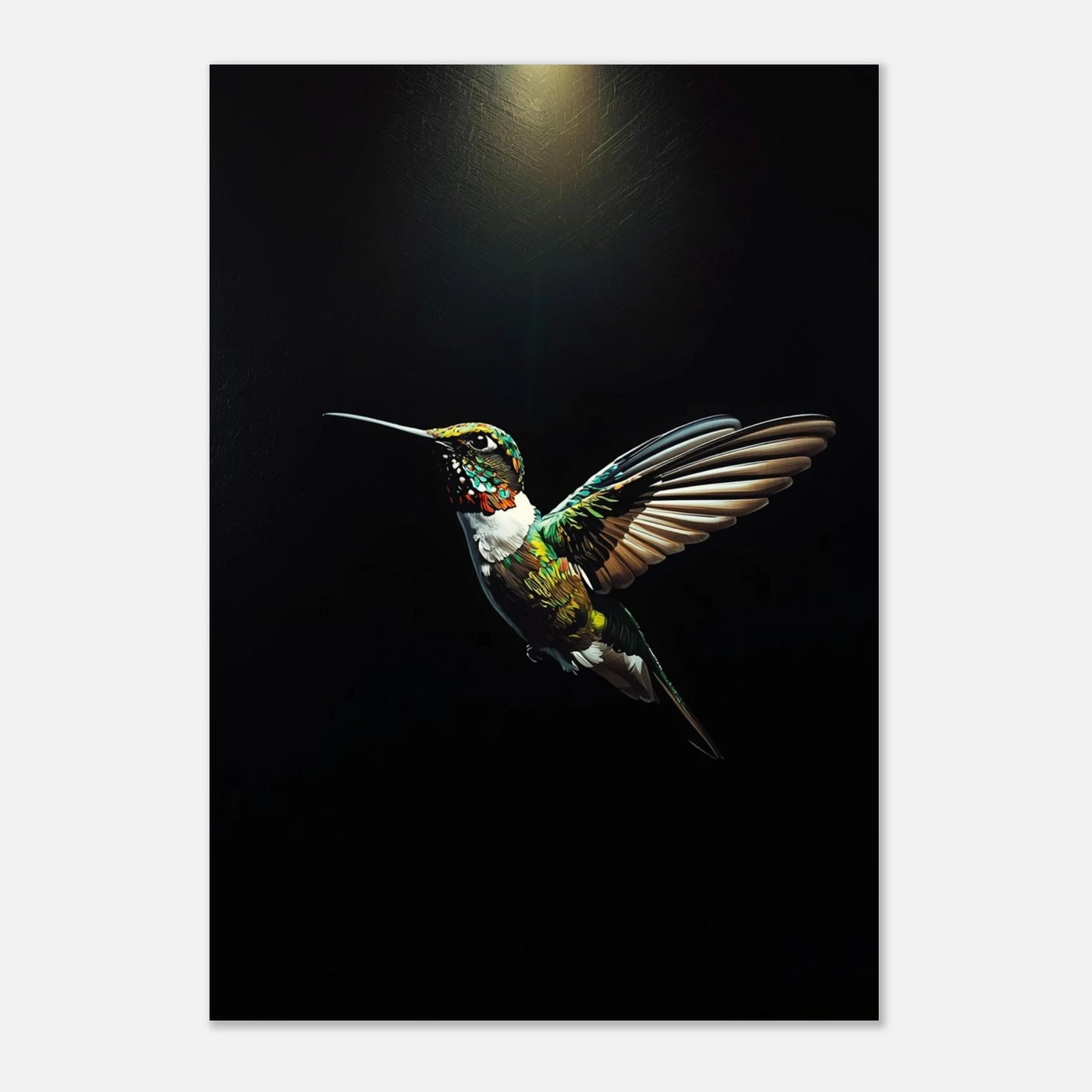 Exklusivt print av en kolibri med tredimensionell textur och guldinslag