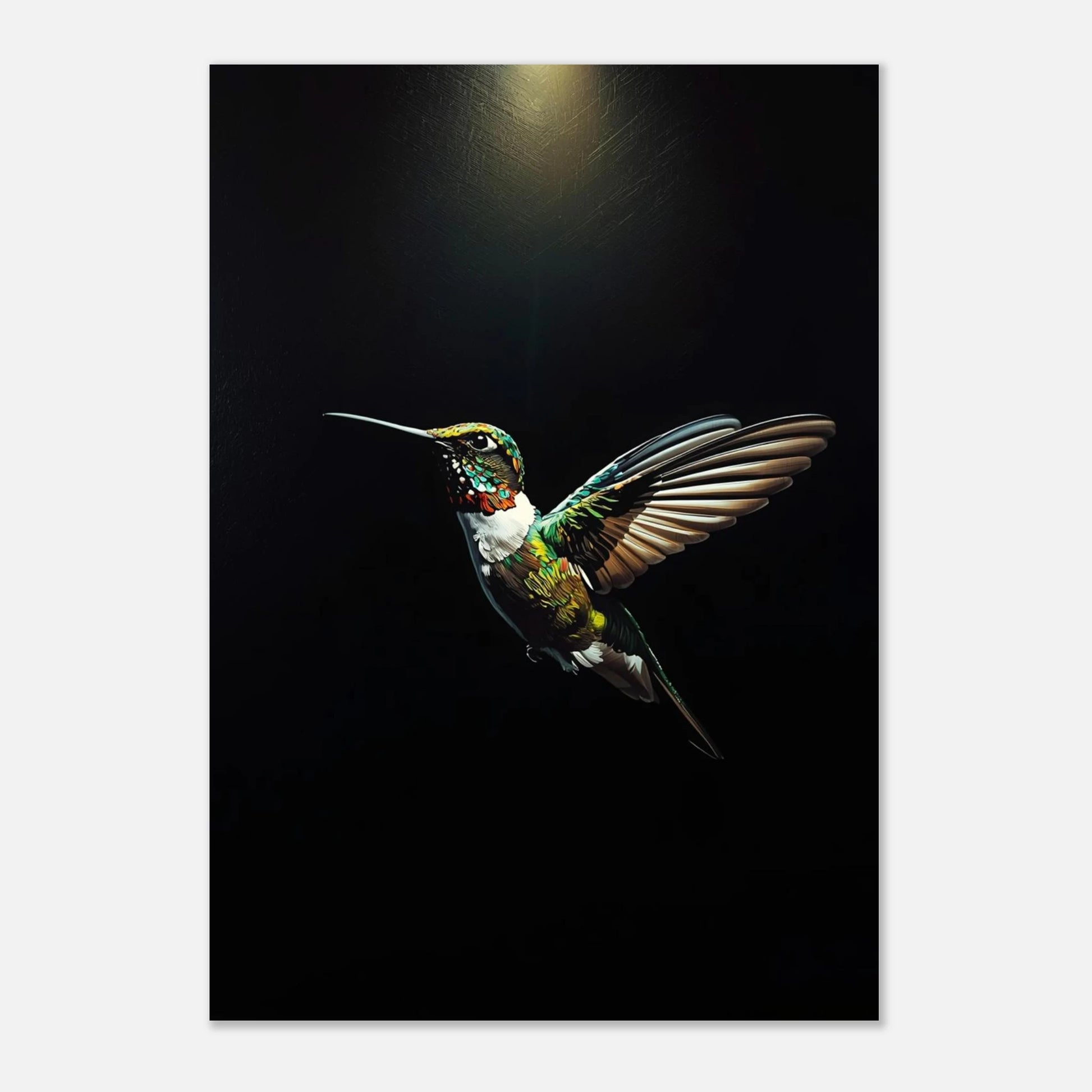 Exklusivt print av en kolibri med tredimensionell textur och guldinslag