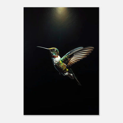 Exklusivt print av en kolibri med tredimensionell textur och guldinslag
