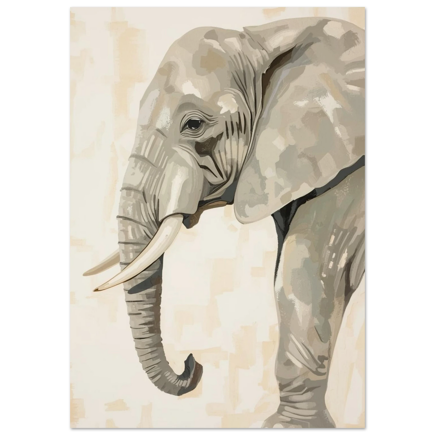 Elefant i profil med betar – Målad poster