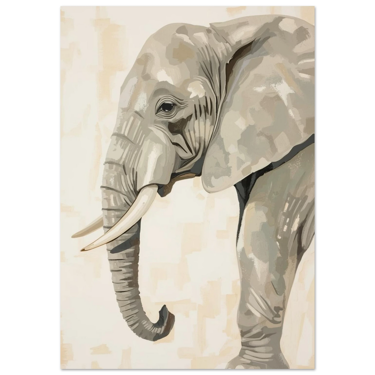 Elefant i profil med betar – Målad poster