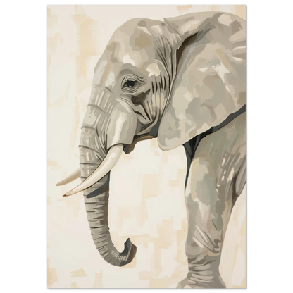 Elefant i profil med betar – Målad poster