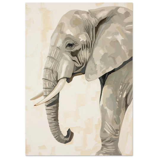 Elefant i profil med betar – Målad poster