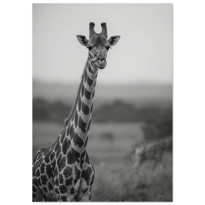 Ståtlig giraff i gråskala, konstnärligt naturfoto för väggdekor