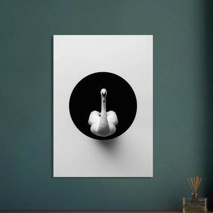Svan i svart cirkel, elegant och minimalistisk djurposter