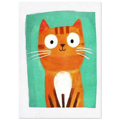Konstnärlig illustration av en katt med vidöppna ögon – lekfull tavla