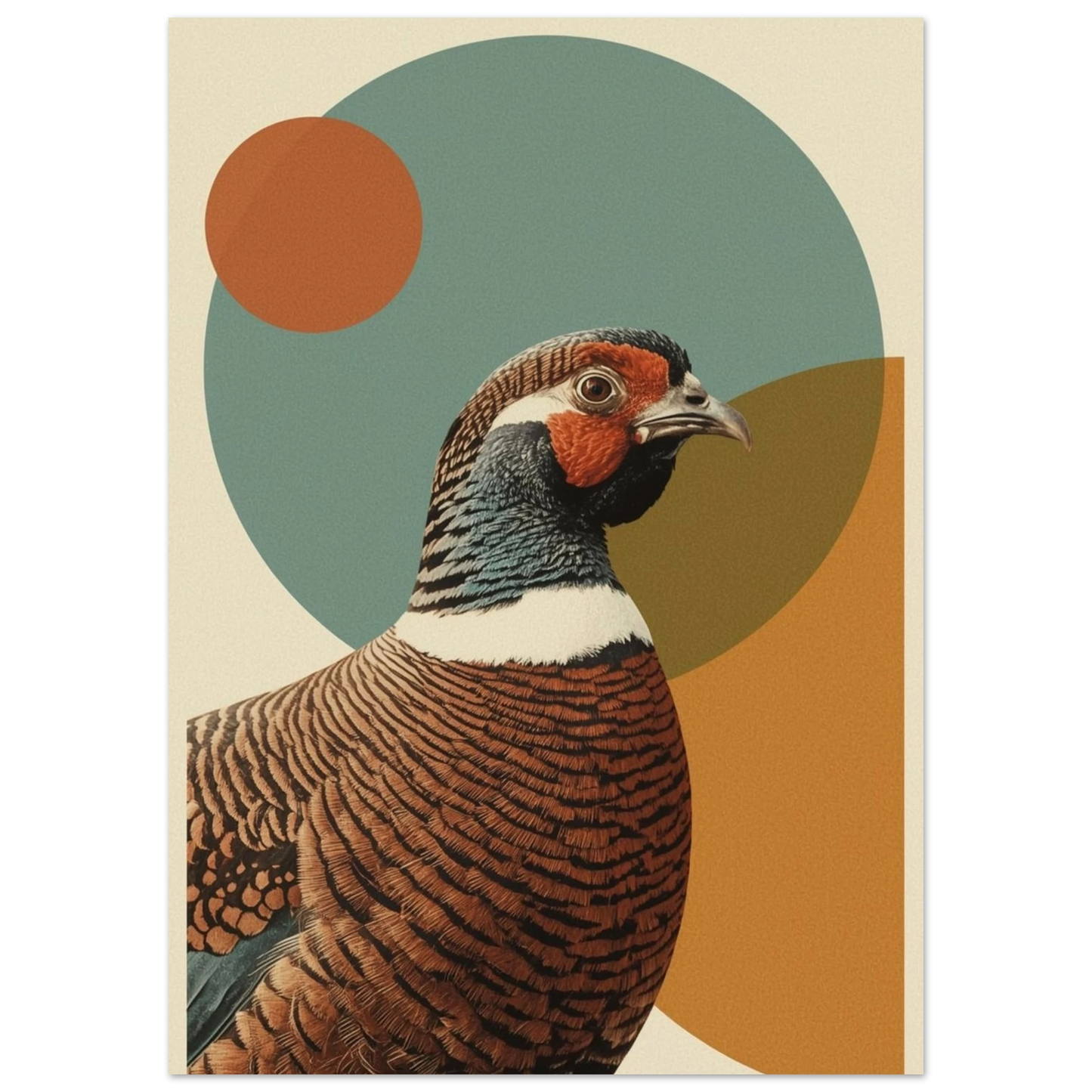 Konstnärlig illustration av en fasan med vintage färgpalett – retro poster