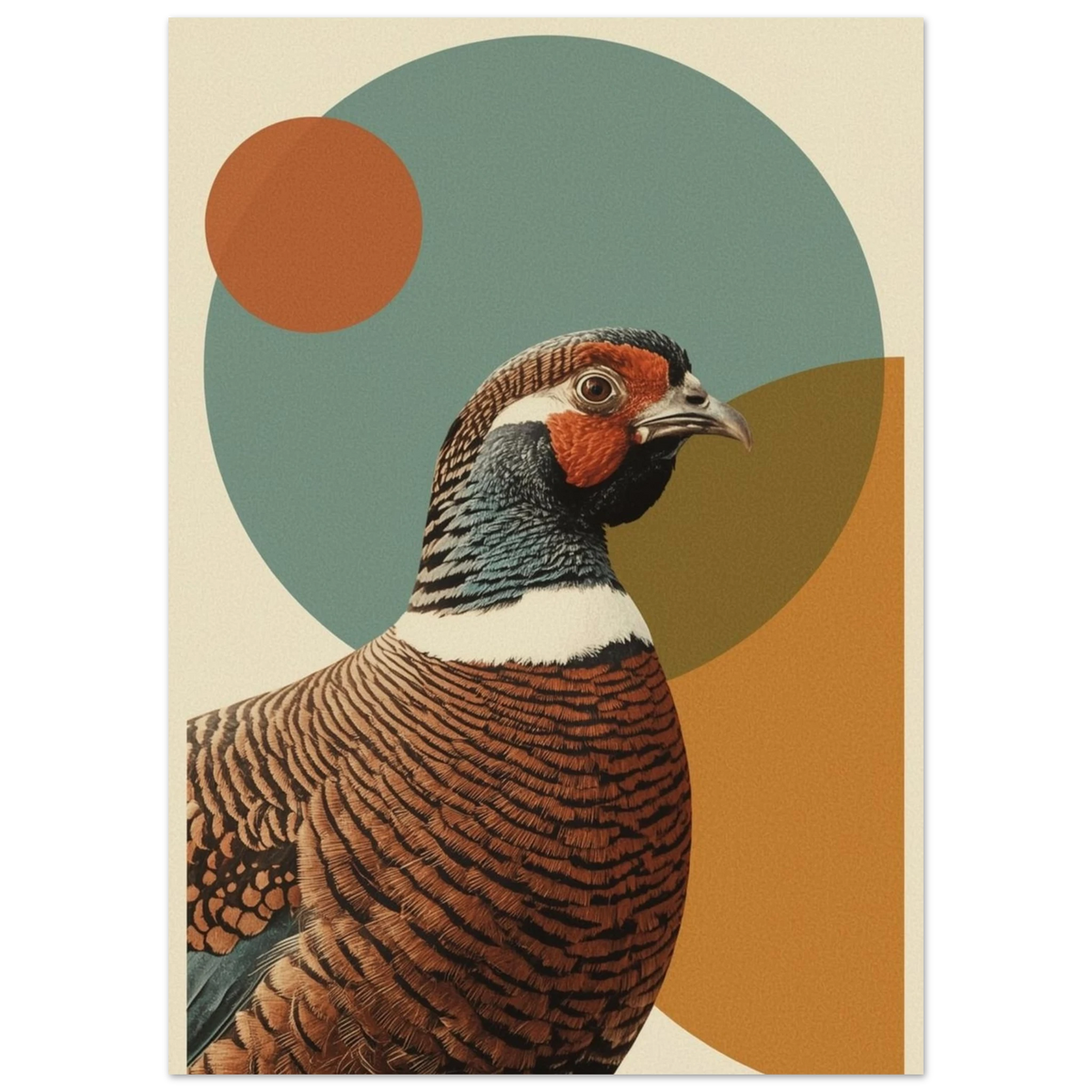 Konstnärlig illustration av en fasan med vintage färgpalett – retro poster