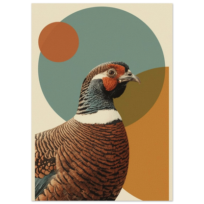 Konstnärlig illustration av en fasan med vintage färgpalett – retro poster