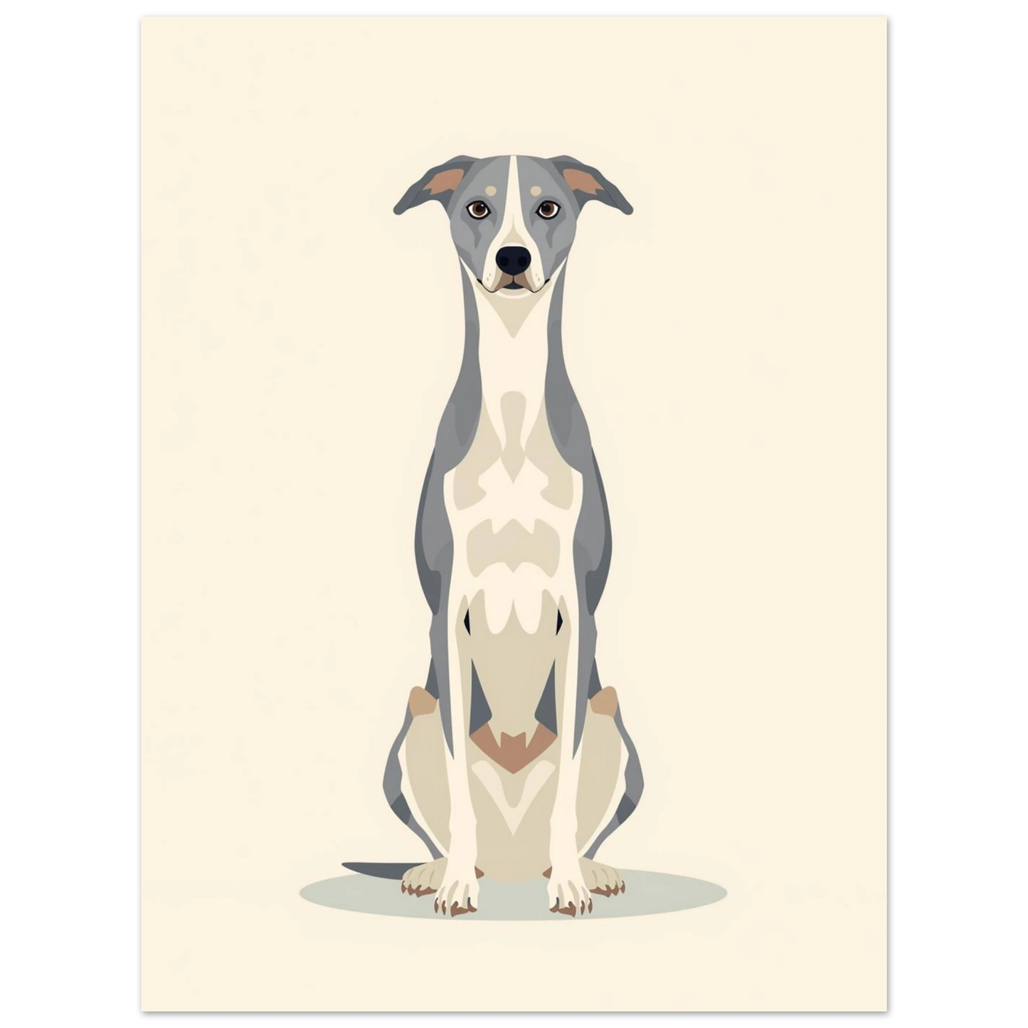 Modern illustration av en elegant hund med uppmärksam blick