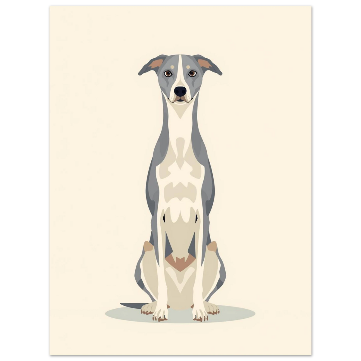 Modern illustration av en elegant hund med uppmärksam blick