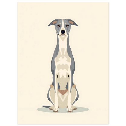 Modern illustration av en elegant hund med uppmärksam blick