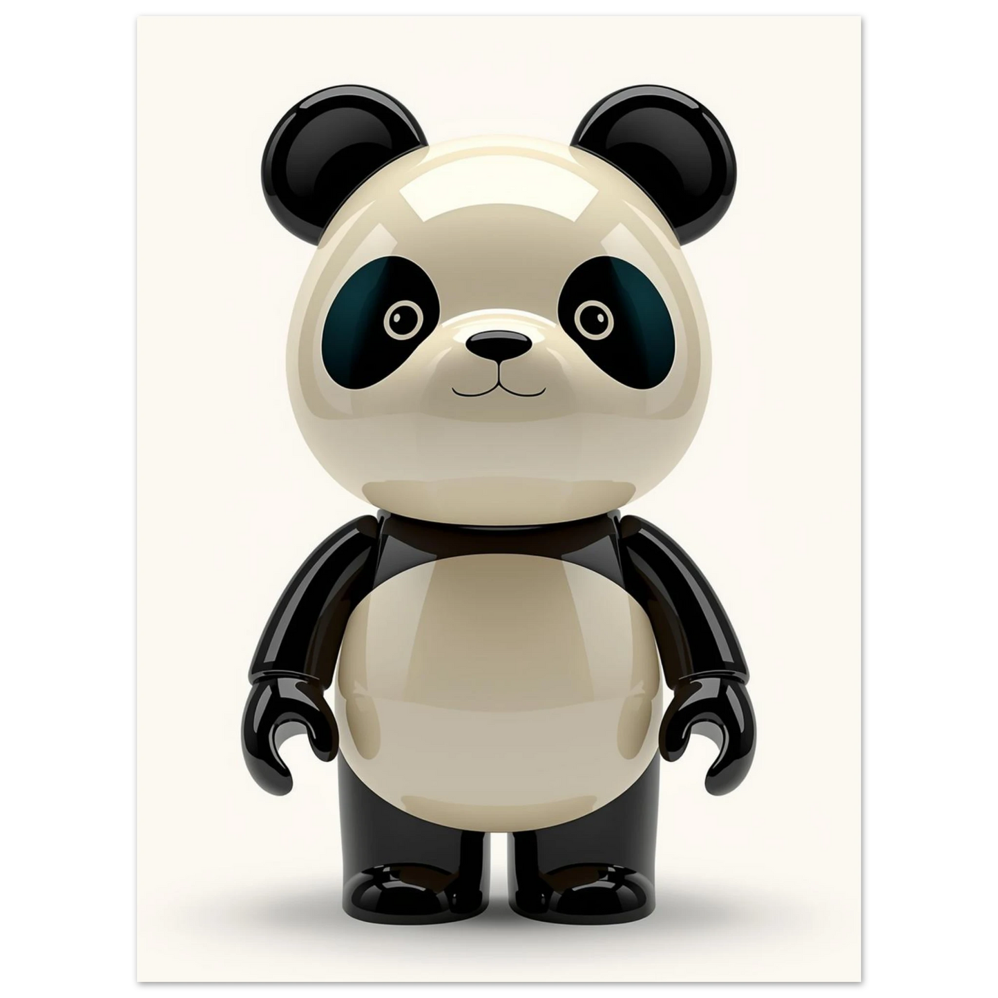Minimalistisk 3D-panda med mjuka runda former och glansig textur – väggkonst