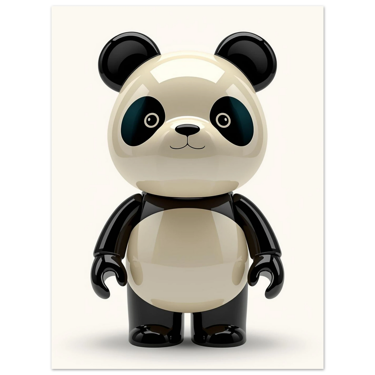 Minimalistisk 3D-panda med mjuka runda former och glansig textur – väggkonst