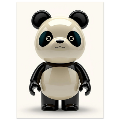 Minimalistisk 3D-panda med mjuka runda former och glansig textur – väggkonst