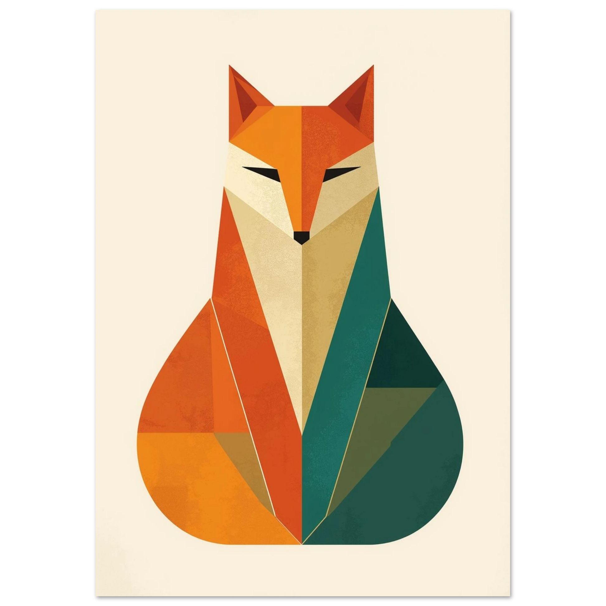 Modern rävposter i jordnära färger med geometriskt konstnärligt uttryck