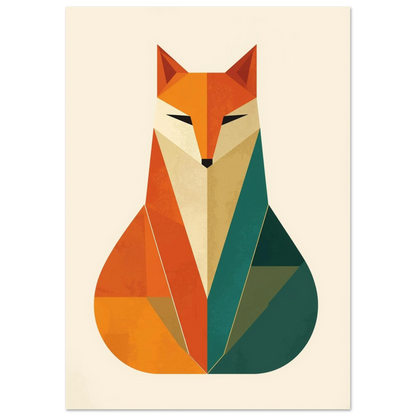 Modern rävposter i jordnära färger med geometriskt konstnärligt uttryck