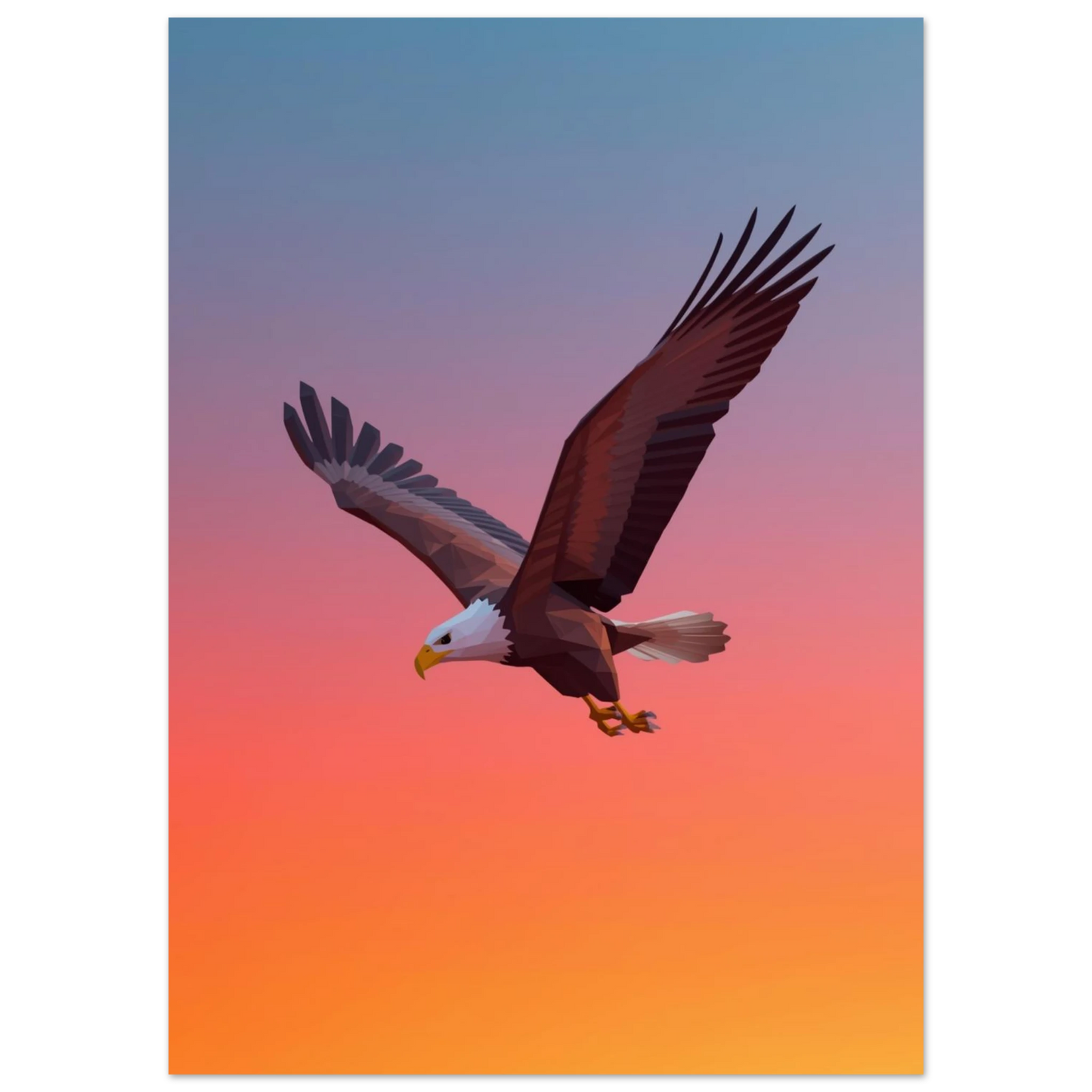 Flygande örn i modern digital illustration med skarpa polygonala former