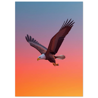 Flygande örn i modern digital illustration med skarpa polygonala former