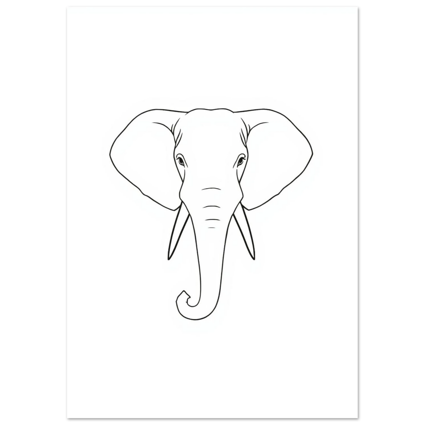 Stilren elefant i enkel grafisk stil, vit poster för skandinavisk inredning