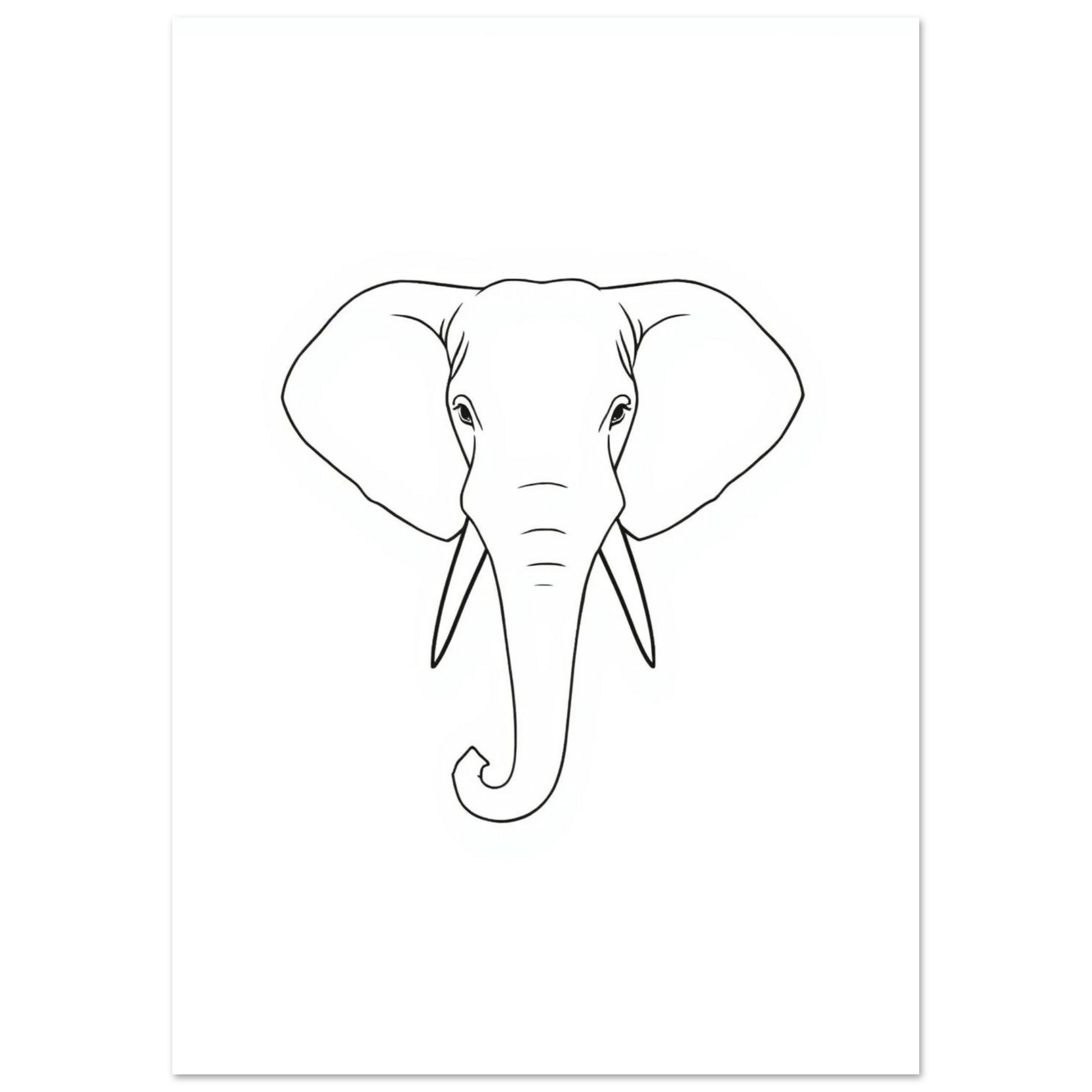 Stilren elefant i enkel grafisk stil, vit poster för skandinavisk inredning