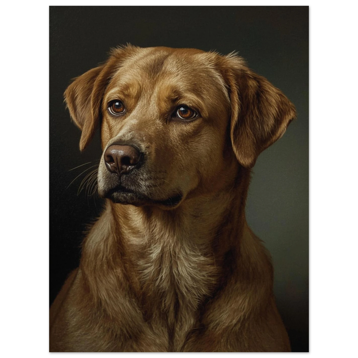 Stämningsfullt hundmotiv föreställande en labrador i profil – varm väggkonst