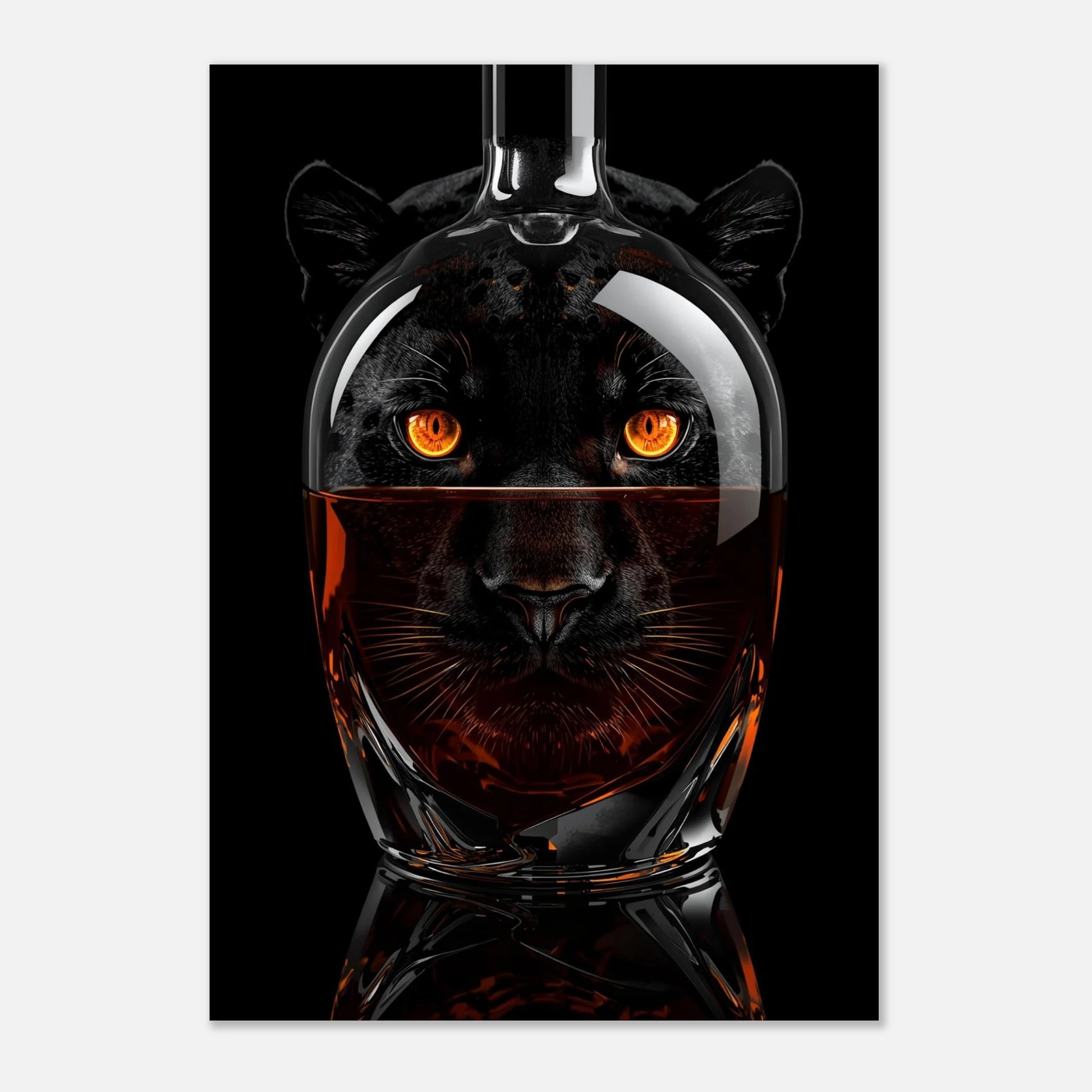 Digital illustration av en svart panter med intensiv blick – väggkonst