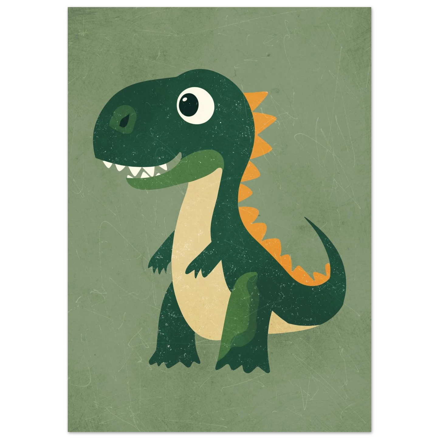Lekfull T-Rex illustration i retrostil för barnrummets väggar