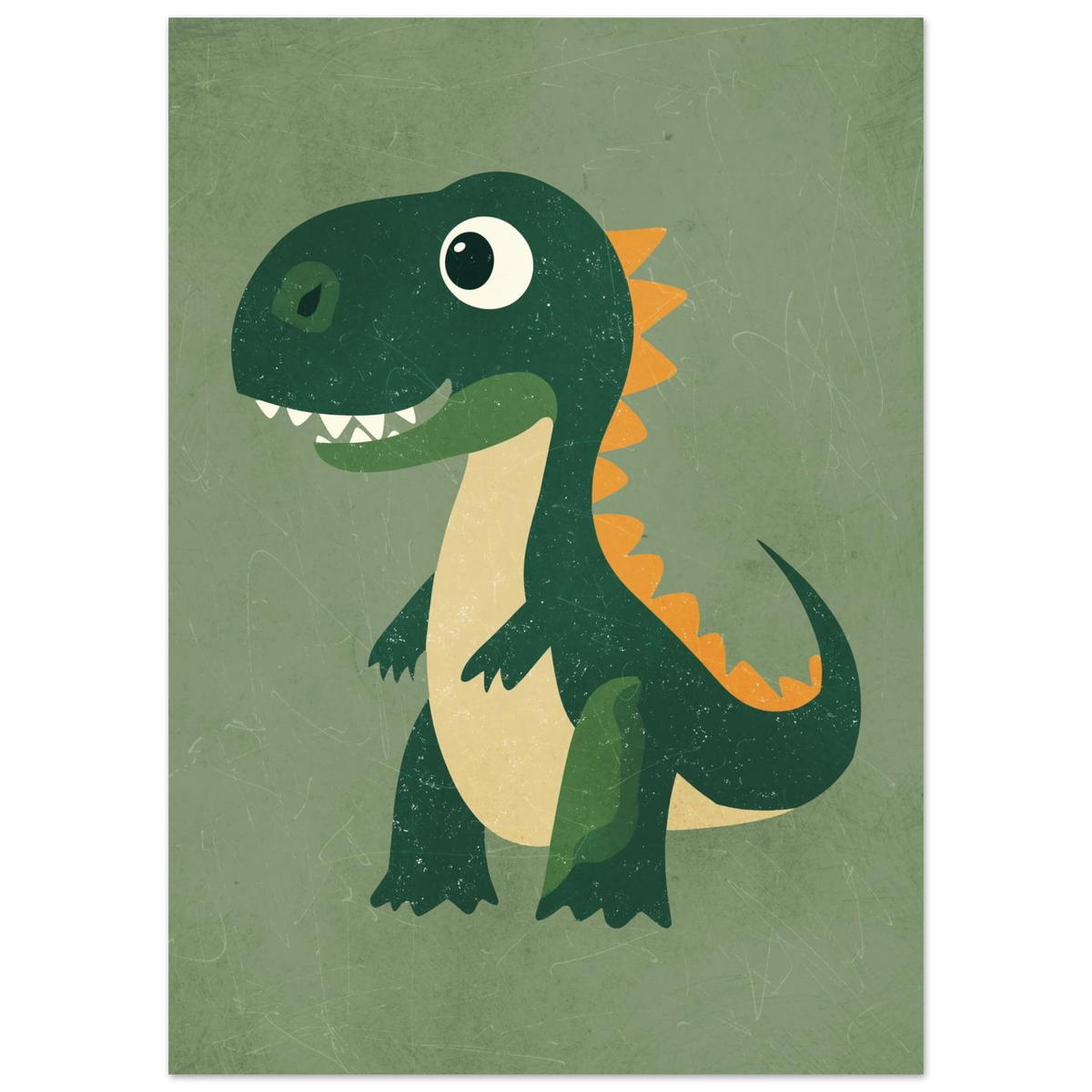 Lekfull T-Rex illustration i retrostil för barnrummets väggar