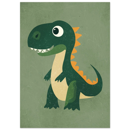 Lekfull T-Rex illustration i retrostil för barnrummets väggar