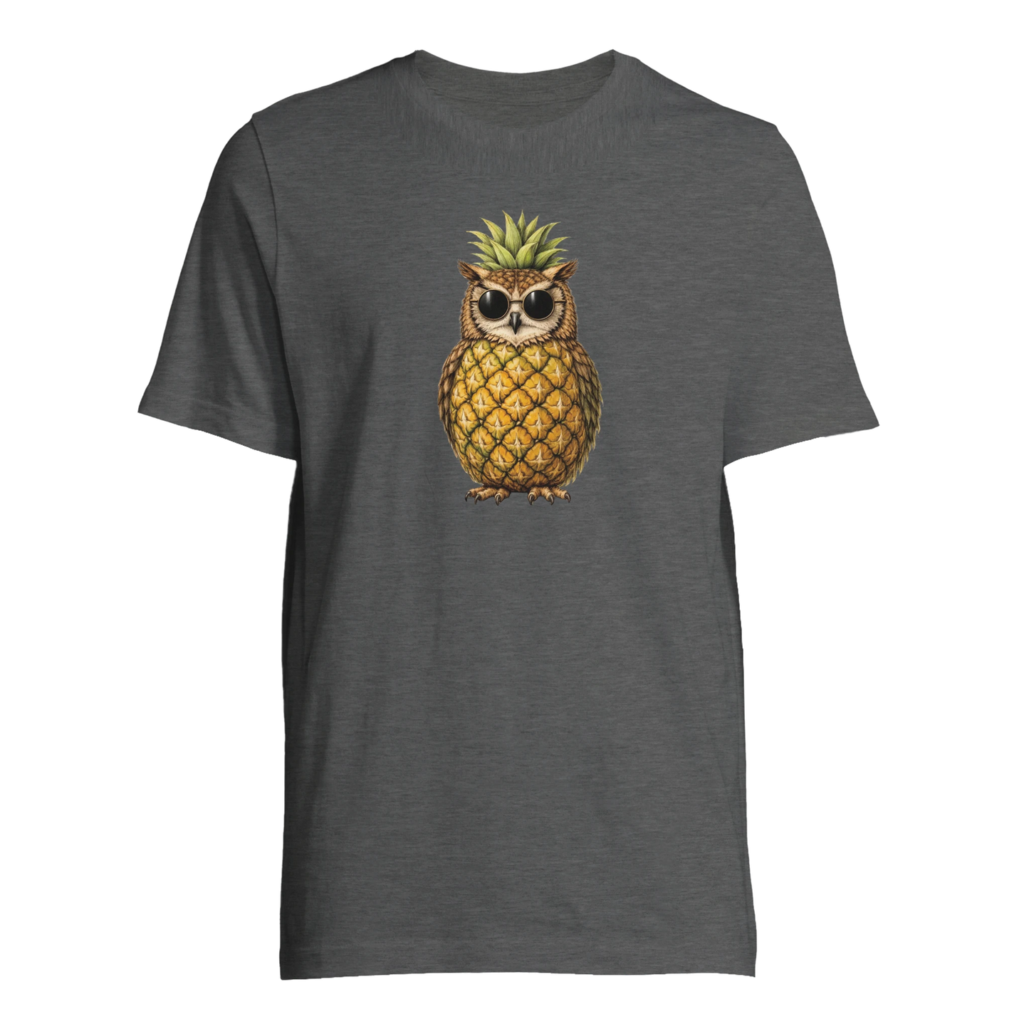Uggla i ananasform på grå t-shirt – Tecknad t-shirt