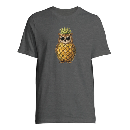 Uggla i ananasform på grå t-shirt – Tecknad t-shirt