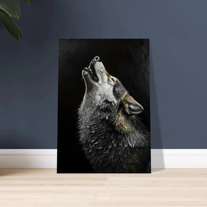 Ylande varg i impasto-stil, uttrycksfullt djurmotiv med kraftfull stämning