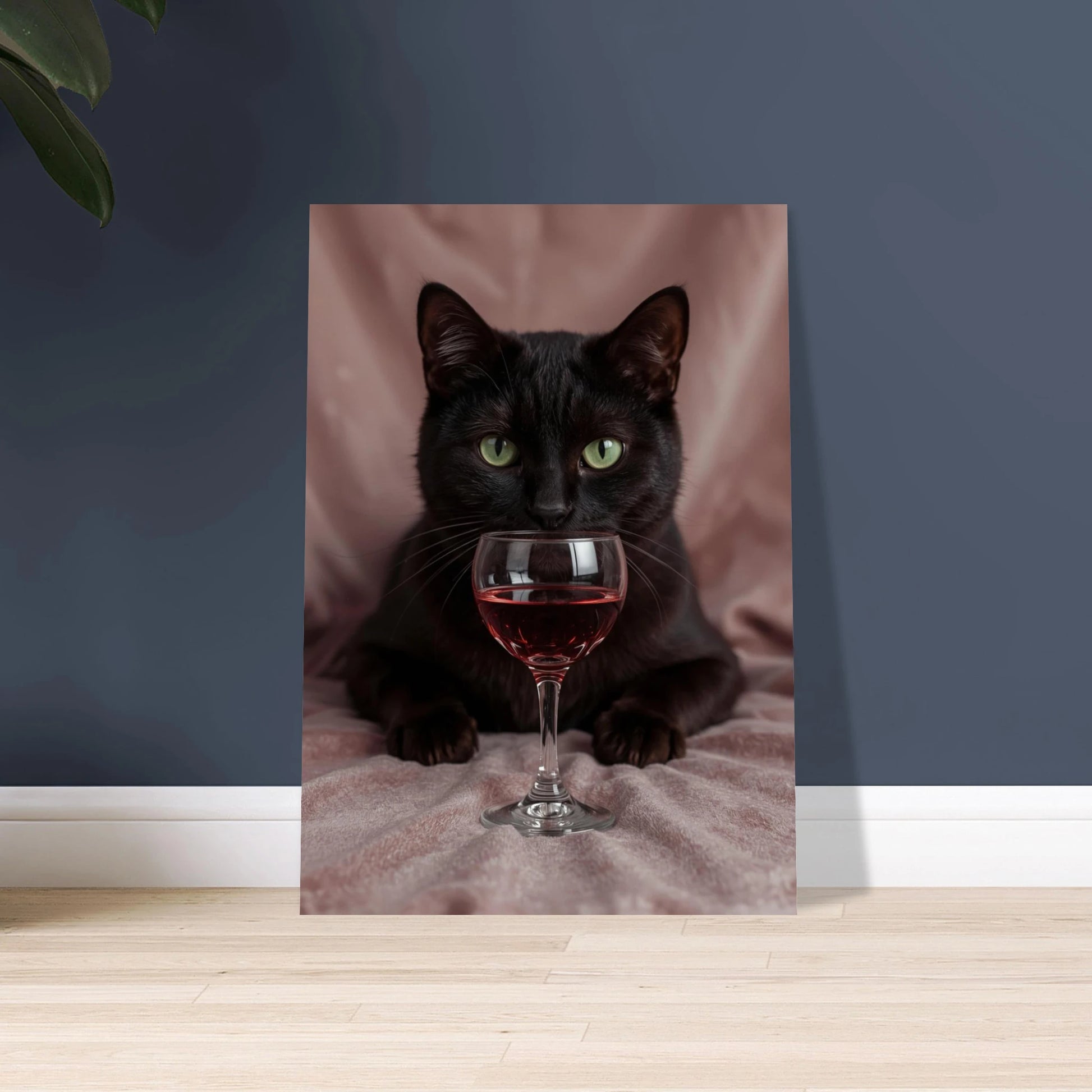 Svartvit katt med intensiv blick i dramatisk belysning