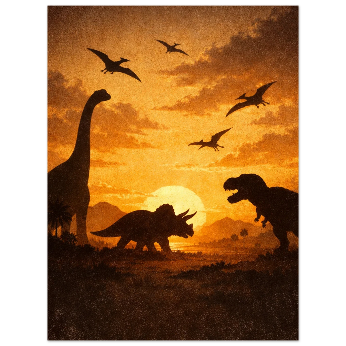 Flygödlor och dinosaurier i ett förlorat paradis – Retro poster
