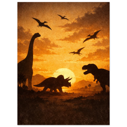 Flygödlor och dinosaurier i ett förlorat paradis – Retro poster