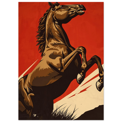 Detaljbild av häst poster med fokus på designens skuggor och former – Tecknad poster