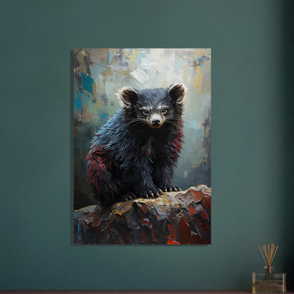 Binturong i texturerad impasto-målning, konstnärlig och stämningsfull.