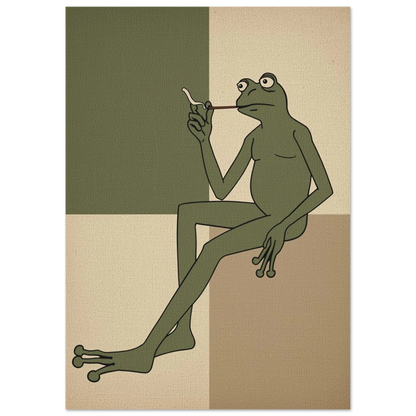 Karaktärsfull grodposter med rökande motiv i stilren grafisk design