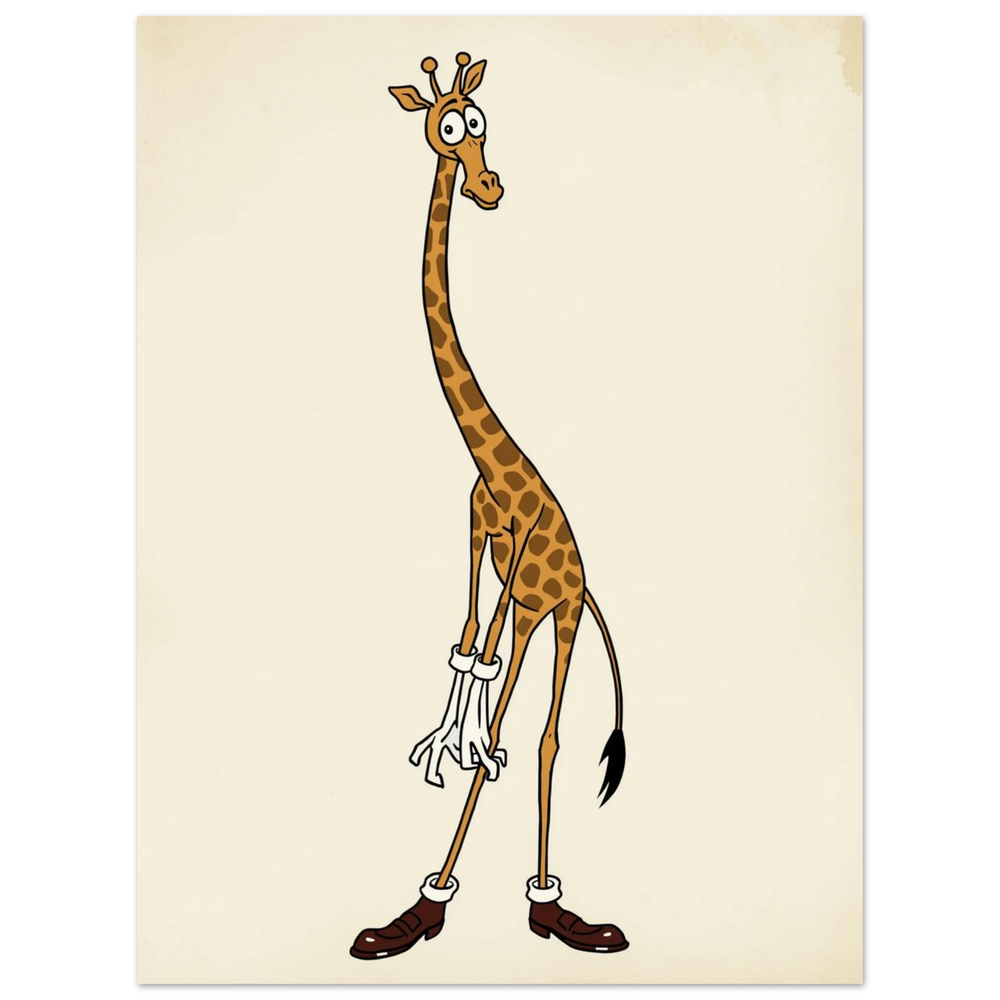 Nostalgisk djurposter föreställande en giraff i lekfull gummislangs-estetik
