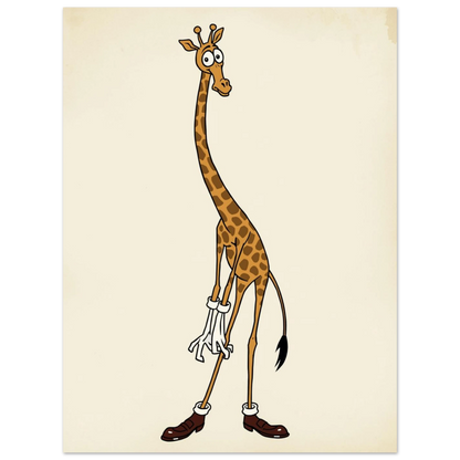 Nostalgisk djurposter föreställande en giraff i lekfull gummislangs-estetik