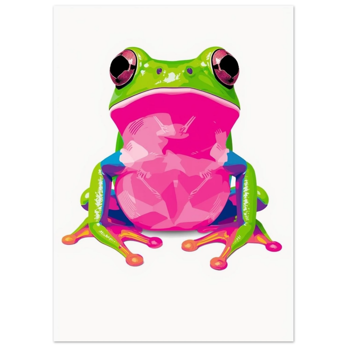 Närbild på stiliserad neonrosa och grön groda – Tecknad poster