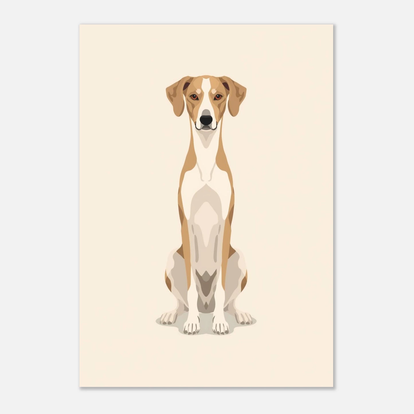 Minimalistiskt hundporträtt i varmbeige färgskala för stilren inredning