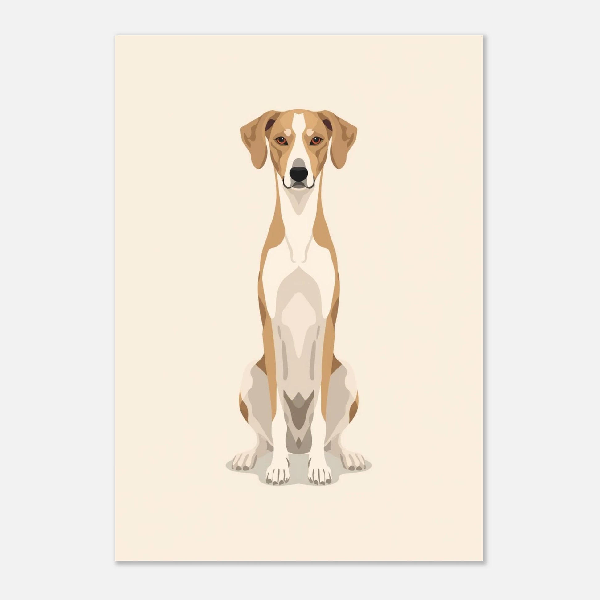 Minimalistiskt hundporträtt i varmbeige färgskala för stilren inredning