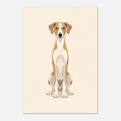 Minimalistiskt hundporträtt i varmbeige färgskala för stilren inredning