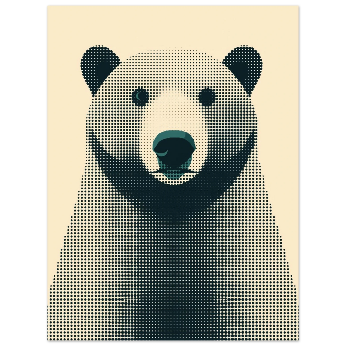 Minimalistisk isbjörnsposter med stiliserade konturer skapade av varierande punkttäthet